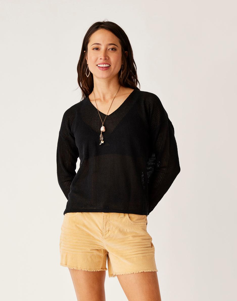 Carve Designs Zella Mesh Pullover: Black
