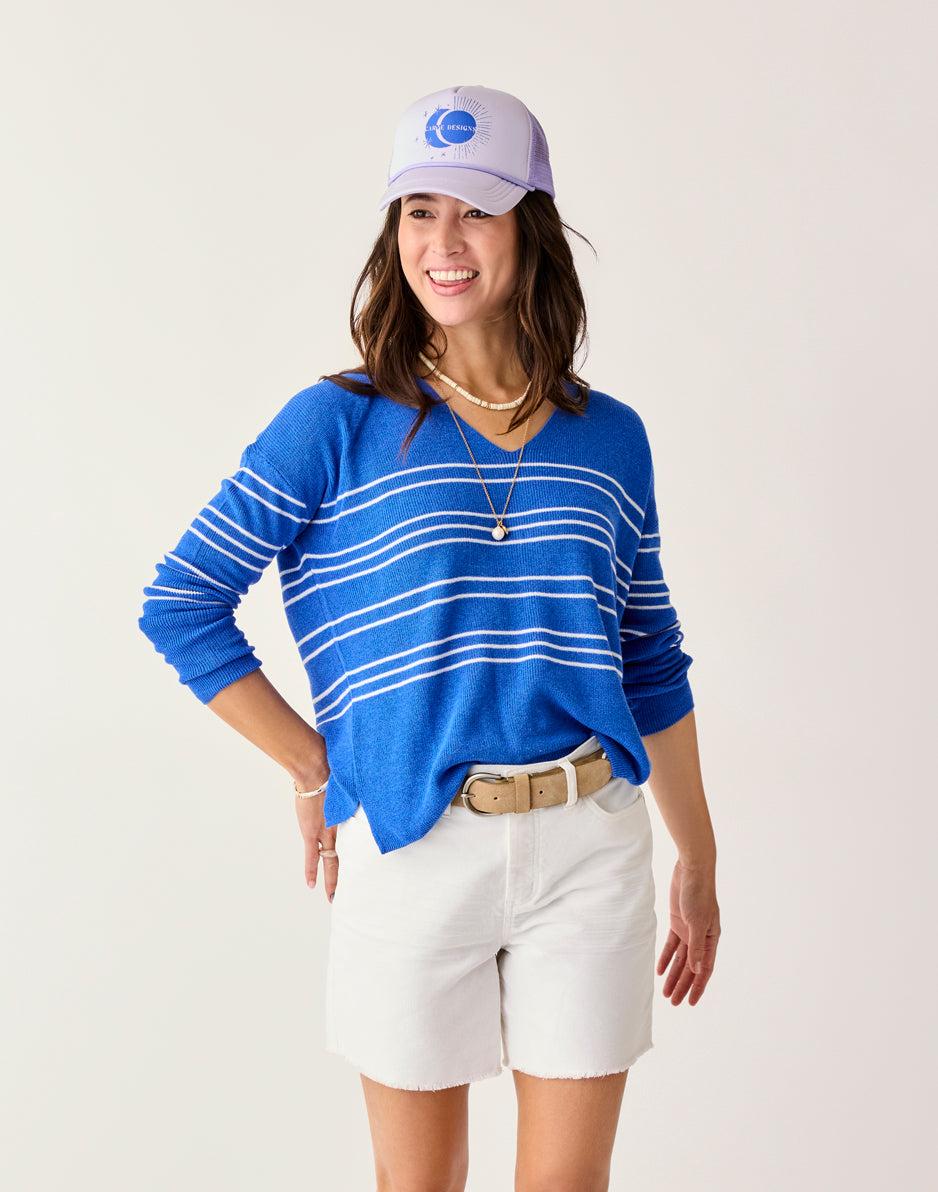 Carve Designs Zella Pullover: Billie Blue Stripe