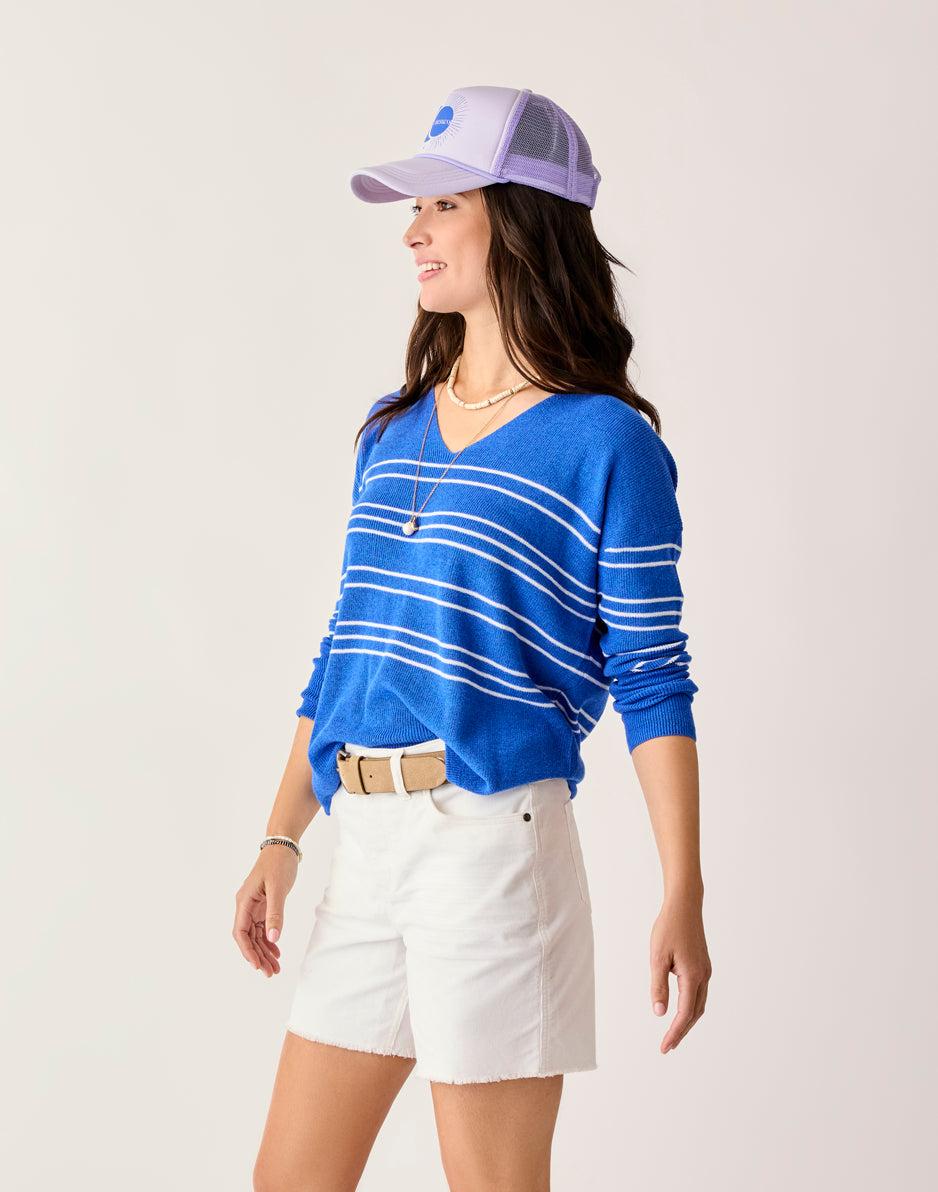 Carve Designs Zella Pullover: Billie Blue Stripe