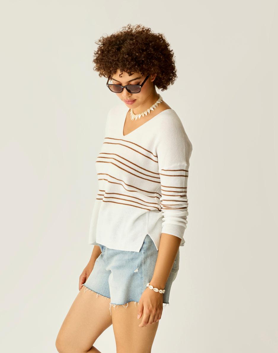 Carve Designs Zella Pullover: Neutral Stripe