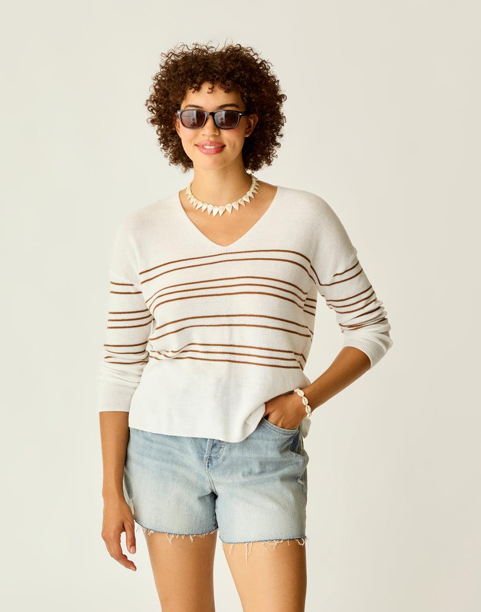 carve designs Zella Pullover: Neutral Stripe