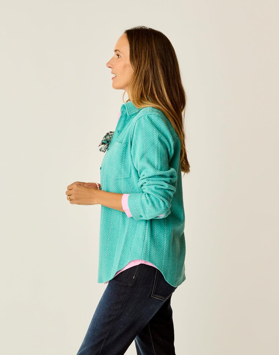 Carve Designs Fairbanks Supersoft Shirt: Jade Herringbone