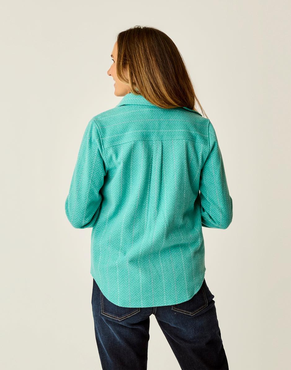Carve Designs Fairbanks Supersoft Shirt: Jade Herringbone