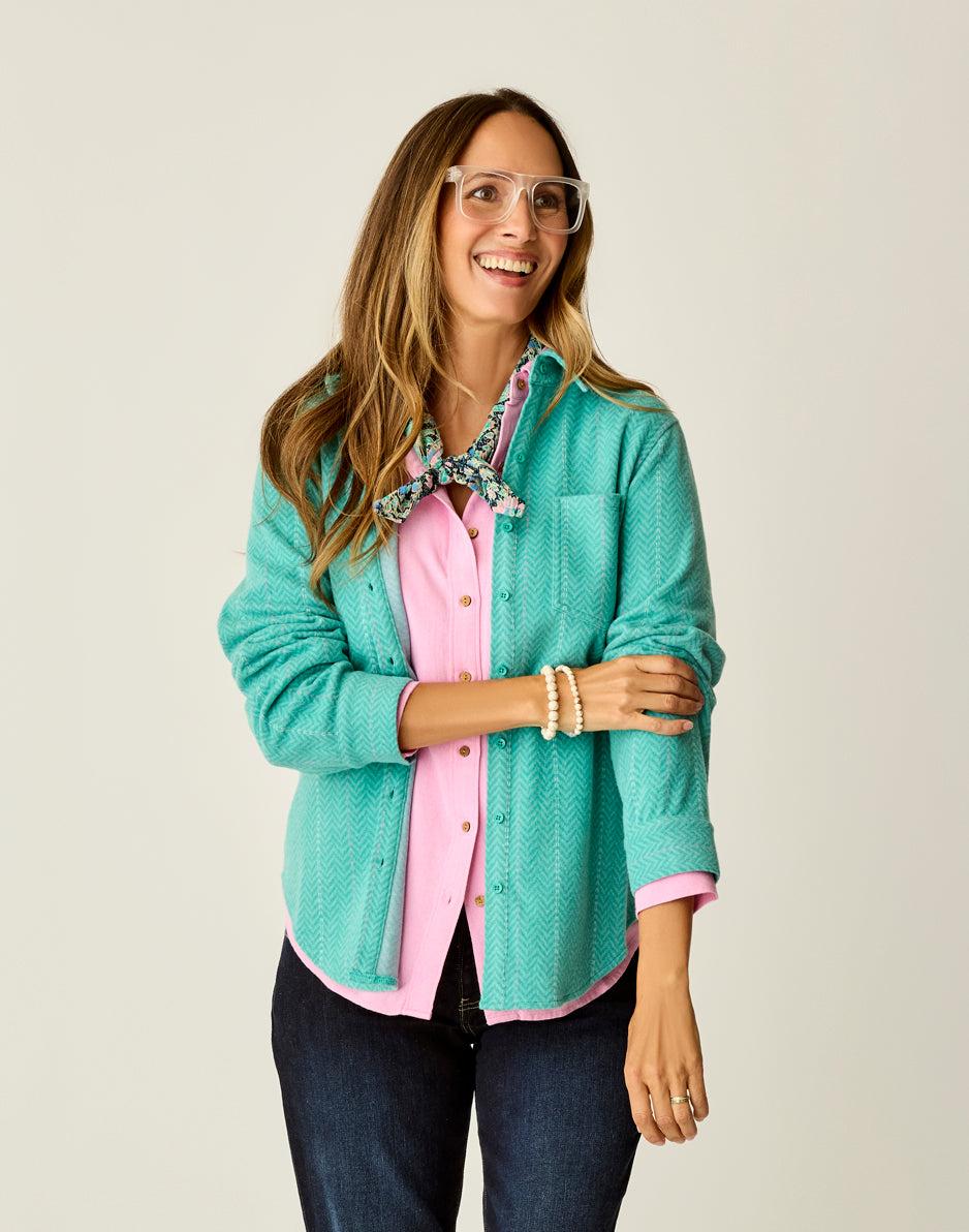 Carve Designs Fairbanks Supersoft Shirt: Jade Herringbone