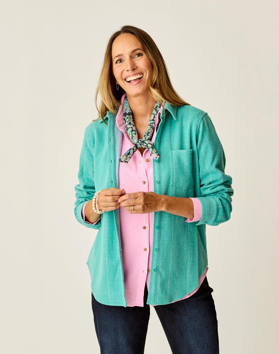 carve designs Fairbanks Supersoft Shirt: Jade Herringbone