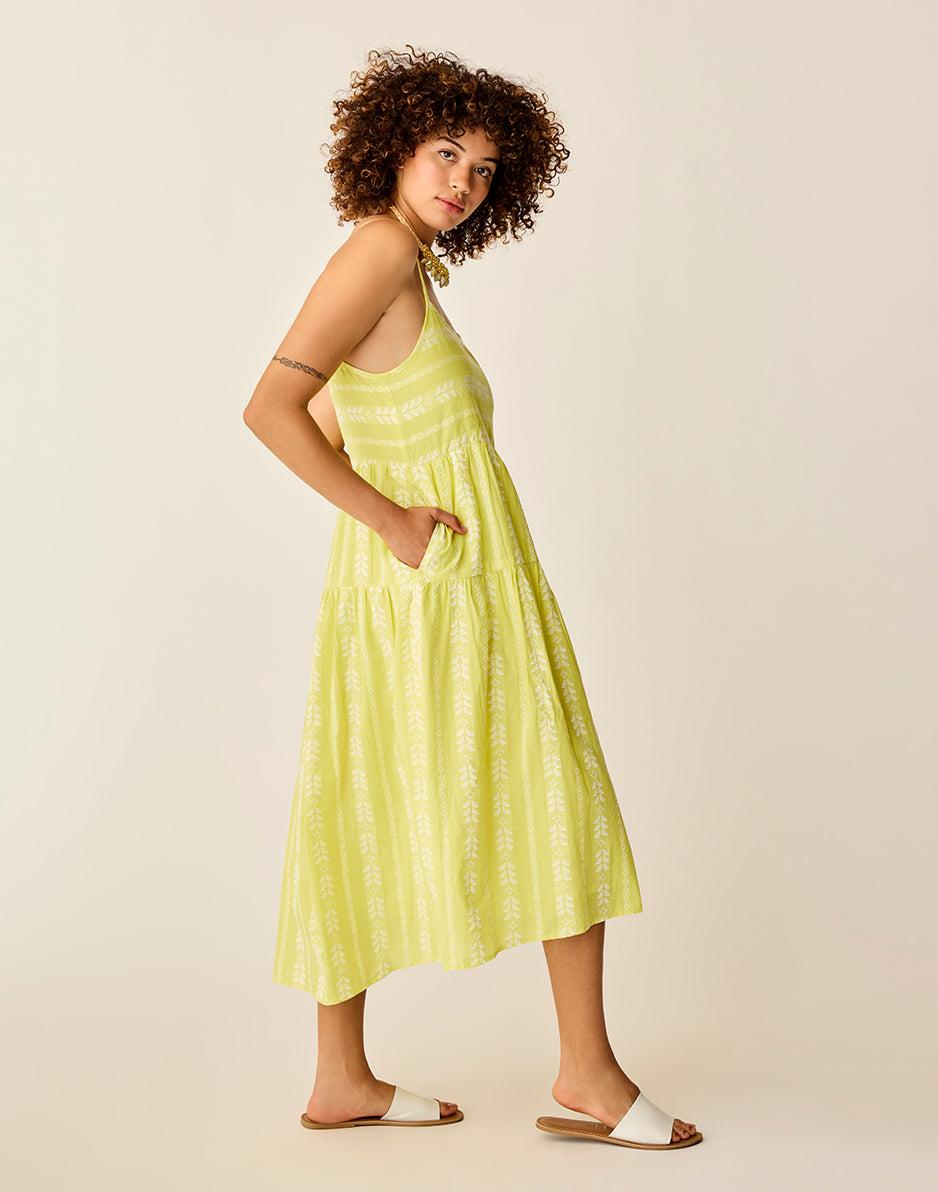 Carve Designs Jacey Textured Dress: Limeade Embroidered