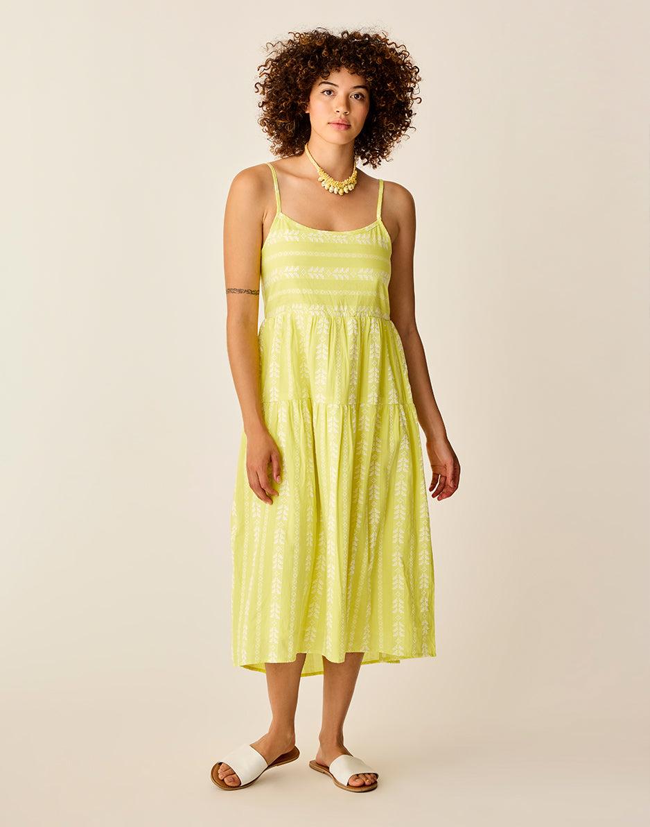 Carve Designs Jacey Textured Dress: Limeade Embroidered