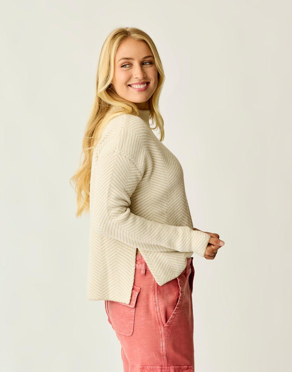 Carve Designs Olivia Plush Sweater: Cement Herringbone