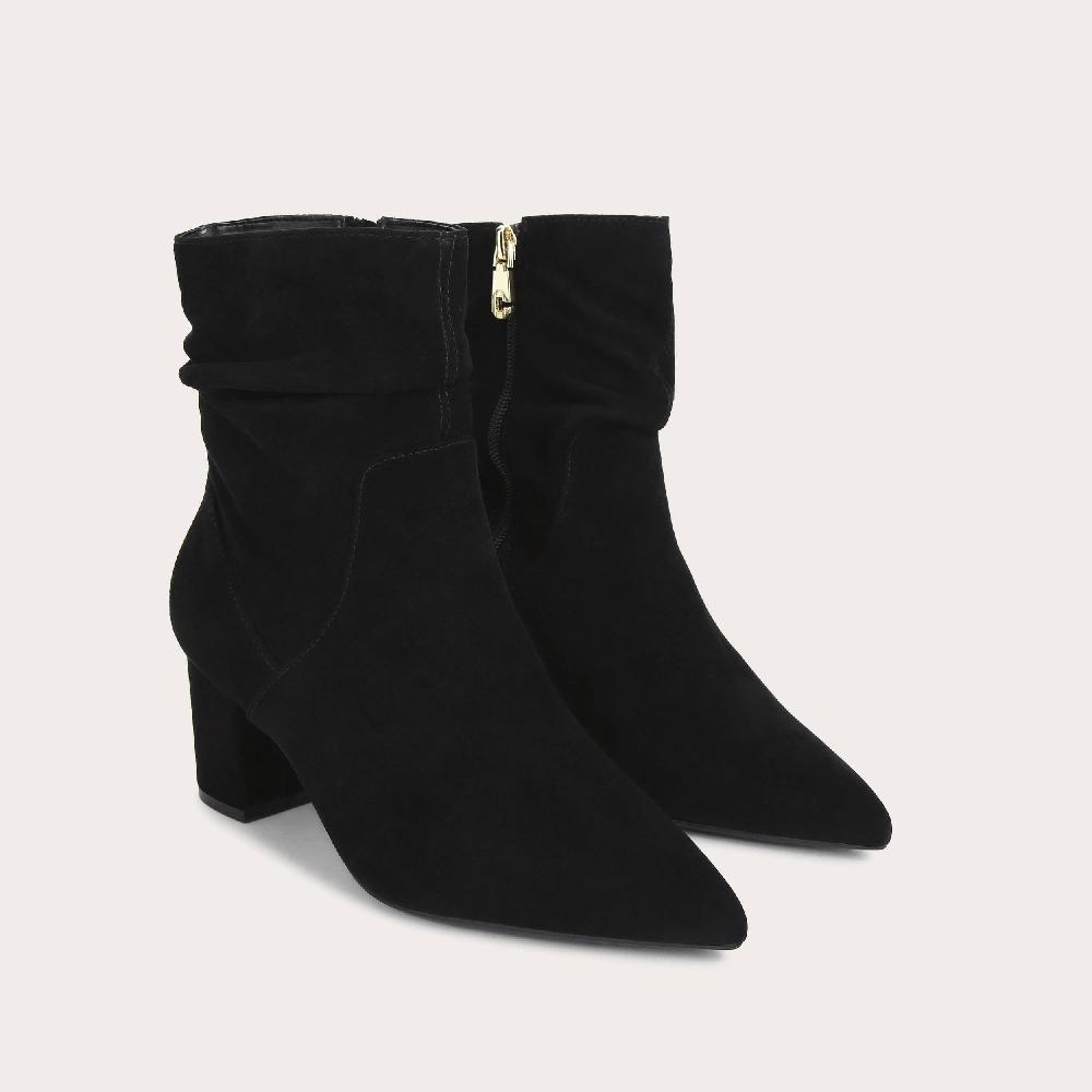 Carvela ADMIRE LOW SLOUCH Black Suede Point Toe Boot By CARVELA