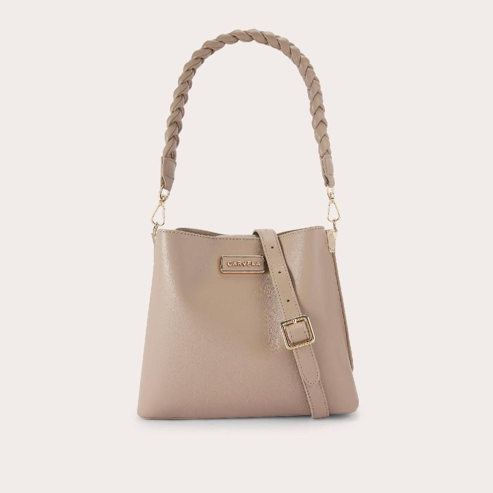 carvela ALESSIA PLAIT MIDI Beige Synthetic Midi Bag by CARVELA