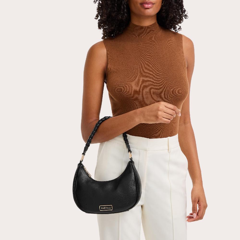 Carvela ALESSIA PLAIT SHOULDER Black Plait Shoulder Bag By CARVELA