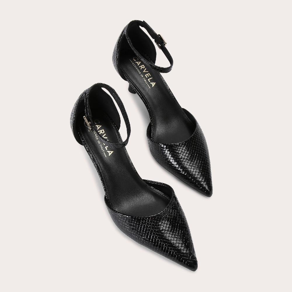 Carvela ALINA 2 PART Black Lizard Embossed Court Heel By CARVELA