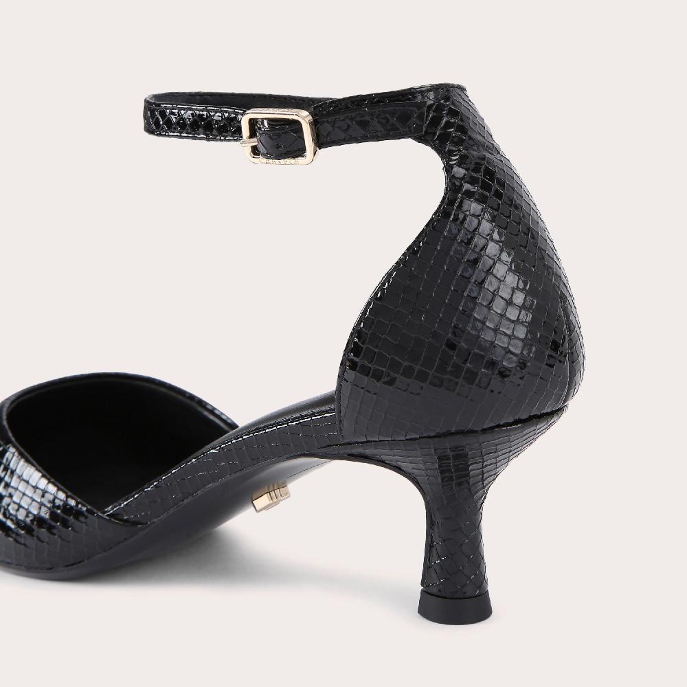 Carvela ALINA 2 PART Black Lizard Embossed Court Heel By CARVELA