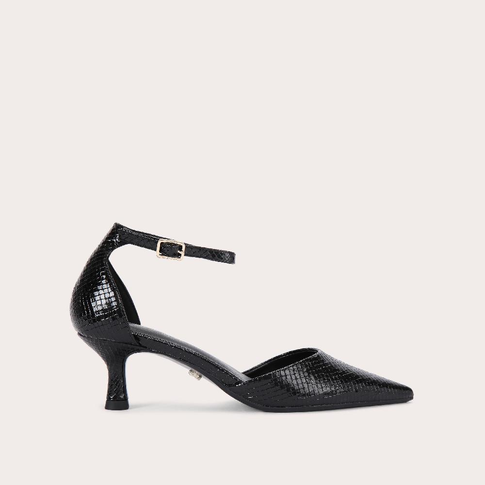 carvela ALINA 2 PART Black Lizard Embossed Court Heel by CARVELA