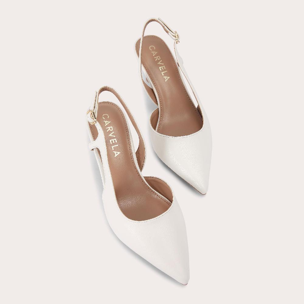 Carvela ALINA SLING Bone Synthetic Low Heel Court Heel By CARVELA