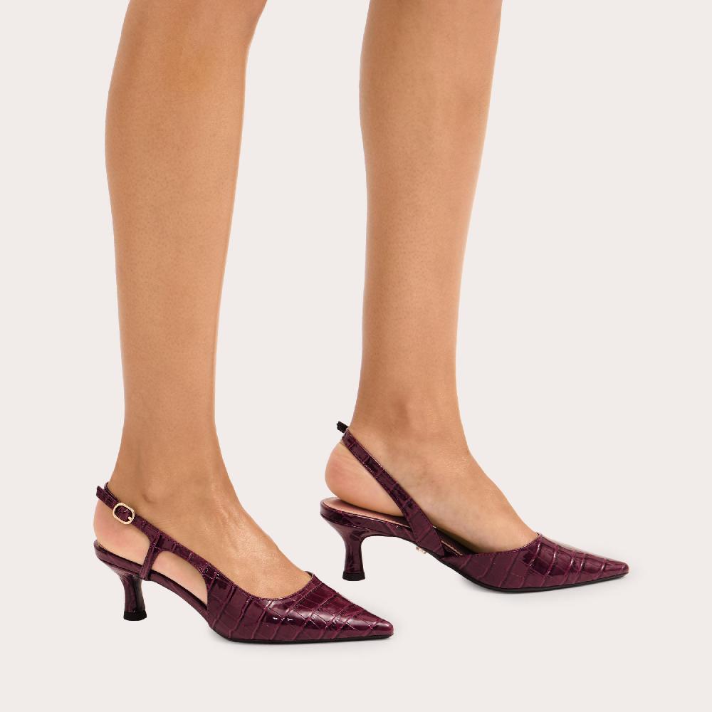Carvela ALINA SLING Dark Red Patent Croc Slingback Heel By CARVELA