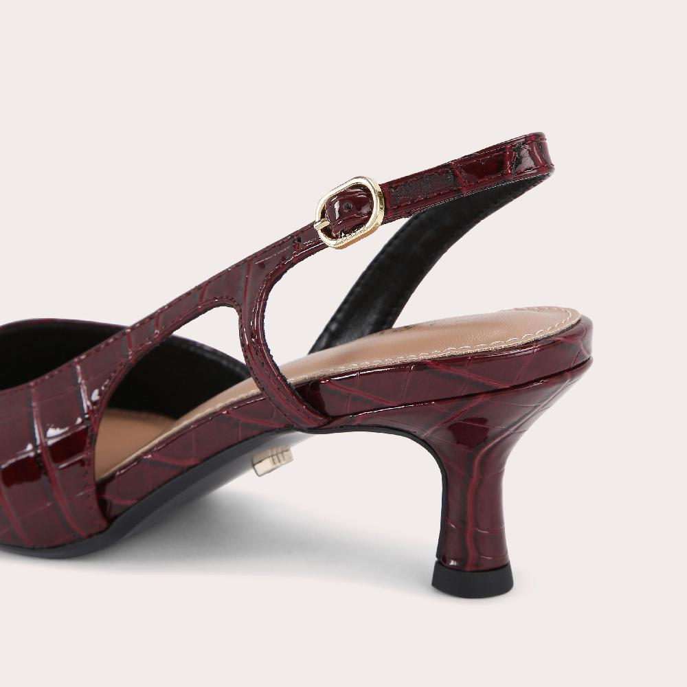 Carvela ALINA SLING Dark Red Patent Croc Slingback Heel By CARVELA