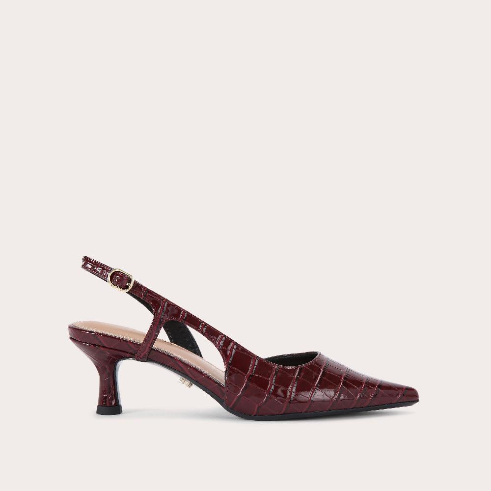 Carvela ALINA SLING Dark Red Patent Croc Slingback Heel By CARVELA