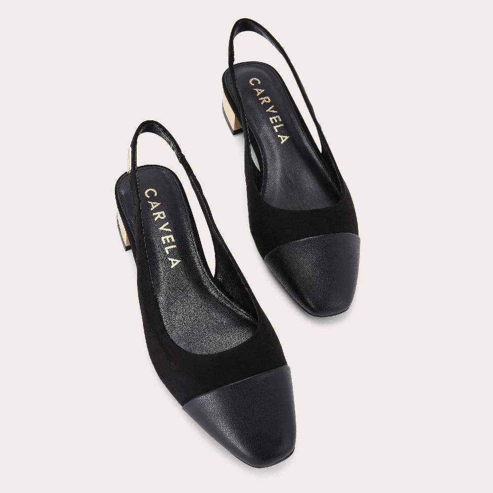Carvela AMELIA Black Microsuede Slingback Flats By CARVELA