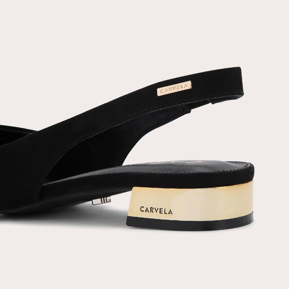 Carvela AMELIA Black Microsuede Slingback Flats By CARVELA