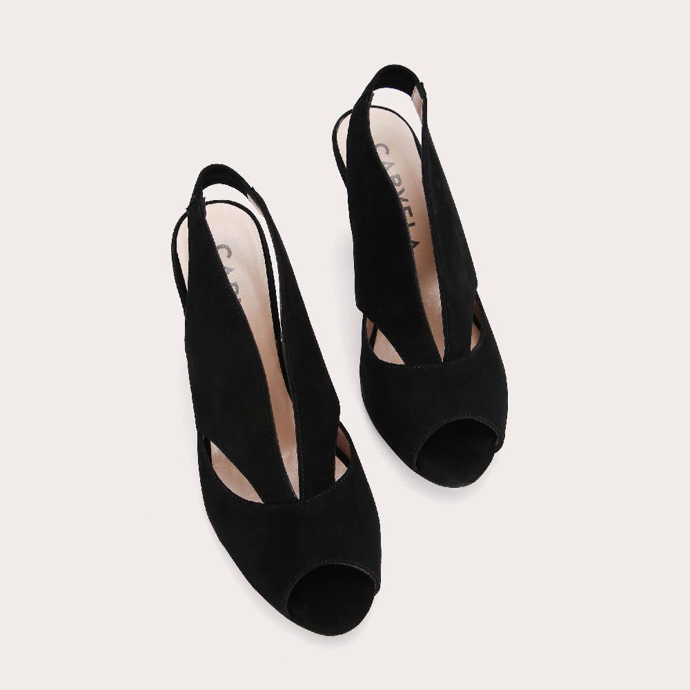 Carvela ARABELLA Black Suede Mid Heel Slingbacks By CARVELA COMFORT