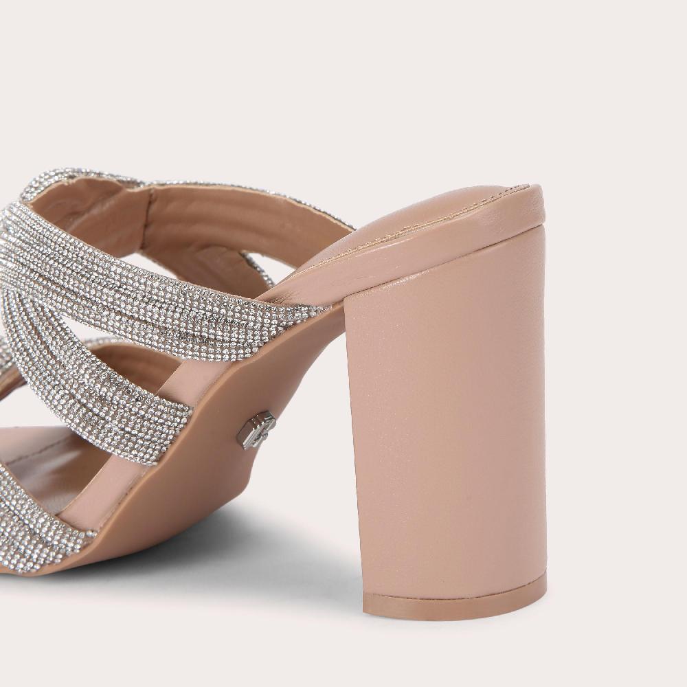 Carvela ARIELLE BLOCK SANDAL Silver Fabric Heel By CARVELA