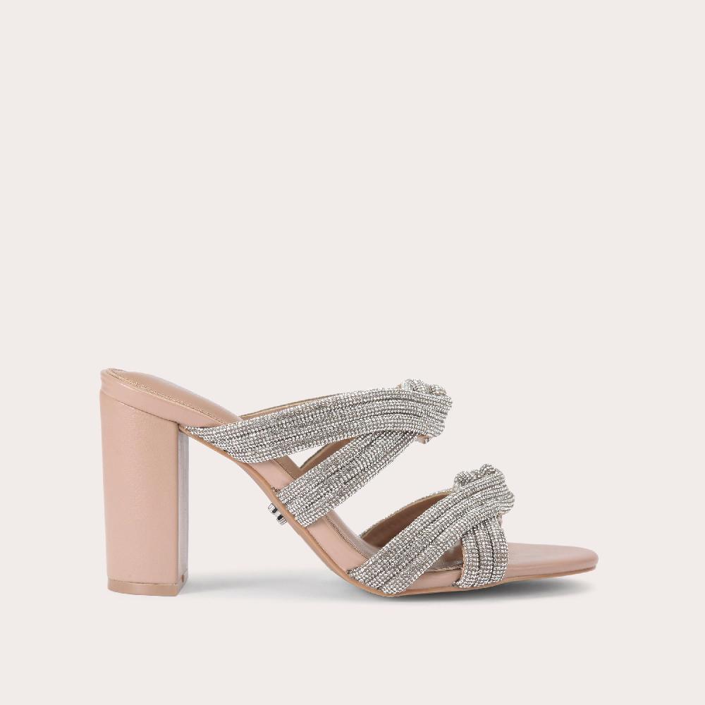 carvela ARIELLE BLOCK SANDAL Silver Fabric Heel by CARVELA