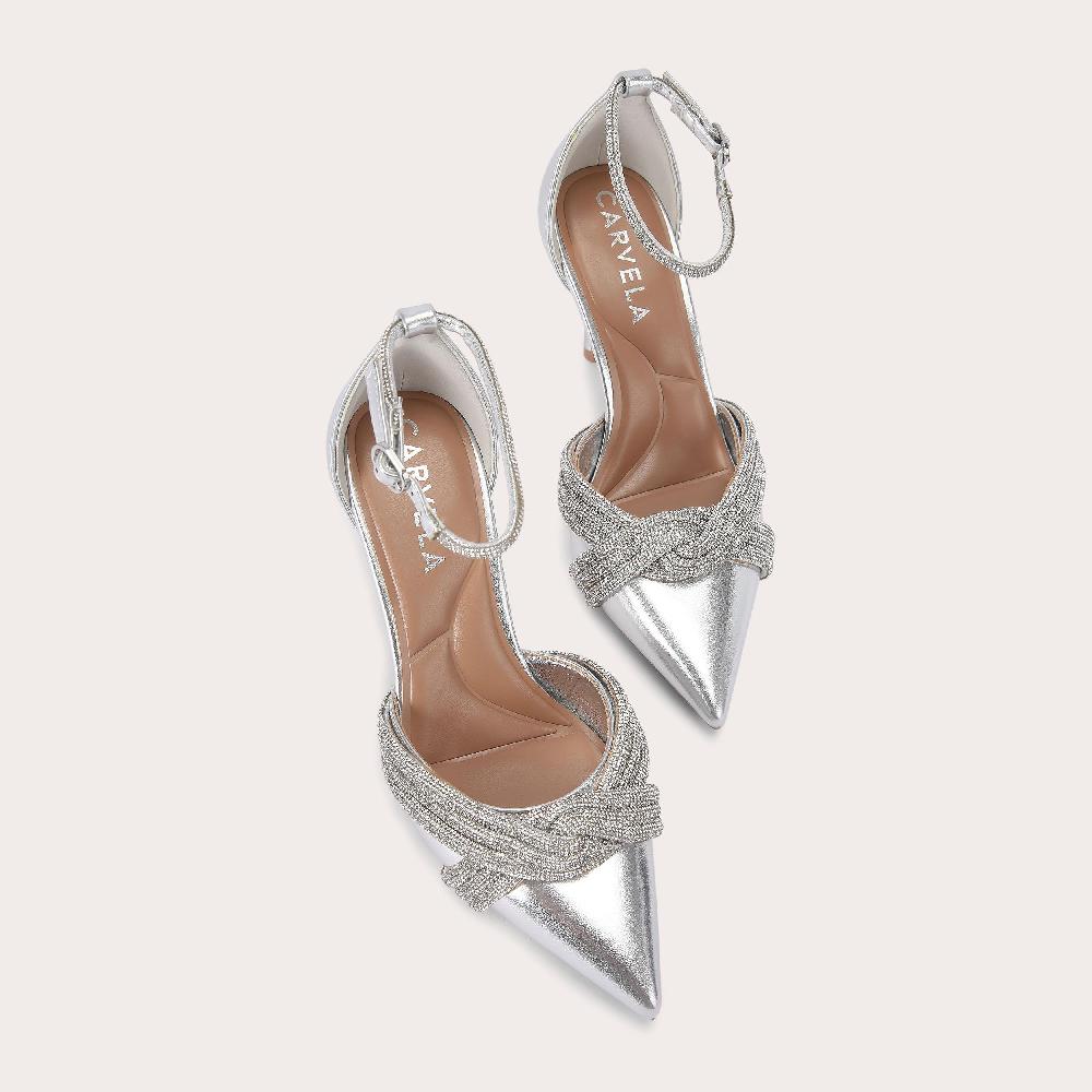 Carvela ARIELLE COURT Silver Crystal Heel By CARVELA