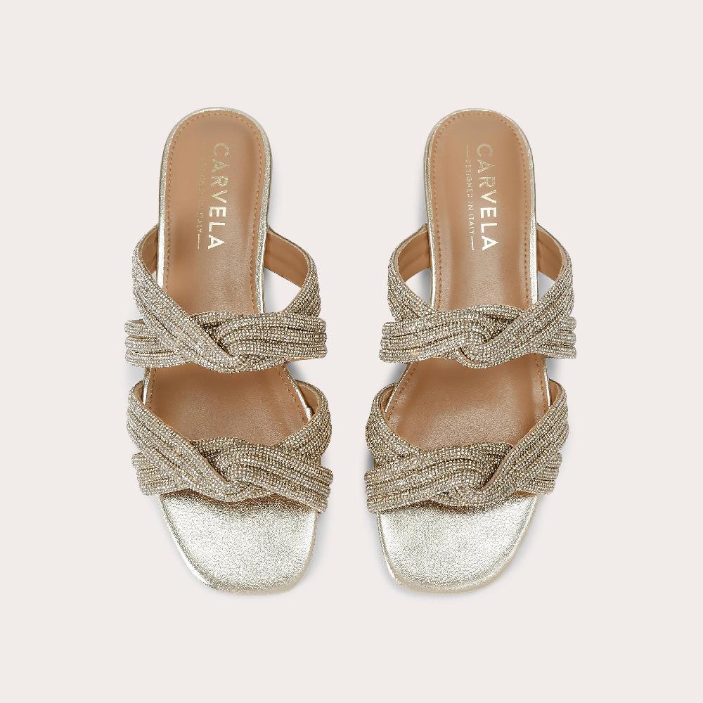 Carvela ARIELLE FLAT SANDAL Gold Crystal Slip On Sandal By CARVELA