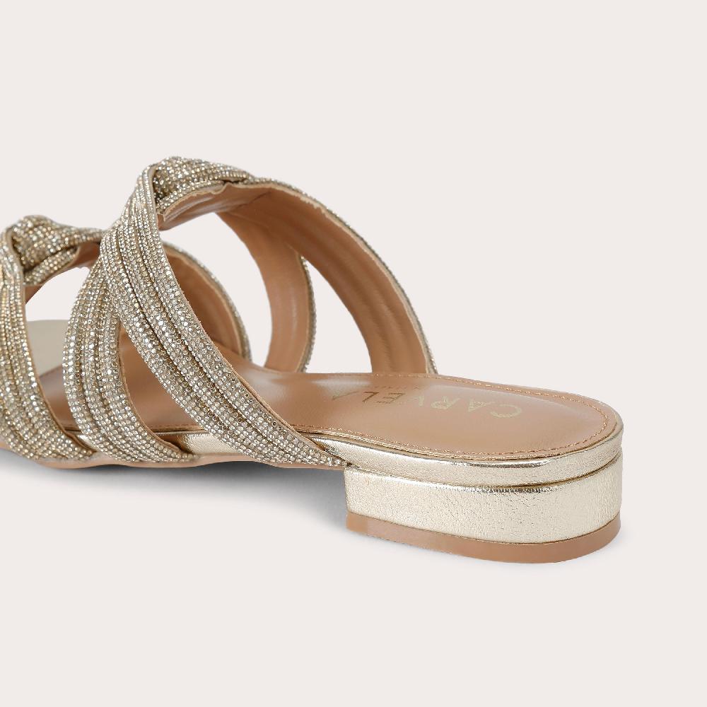 Carvela ARIELLE FLAT SANDAL Gold Crystal Slip On Sandal By CARVELA
