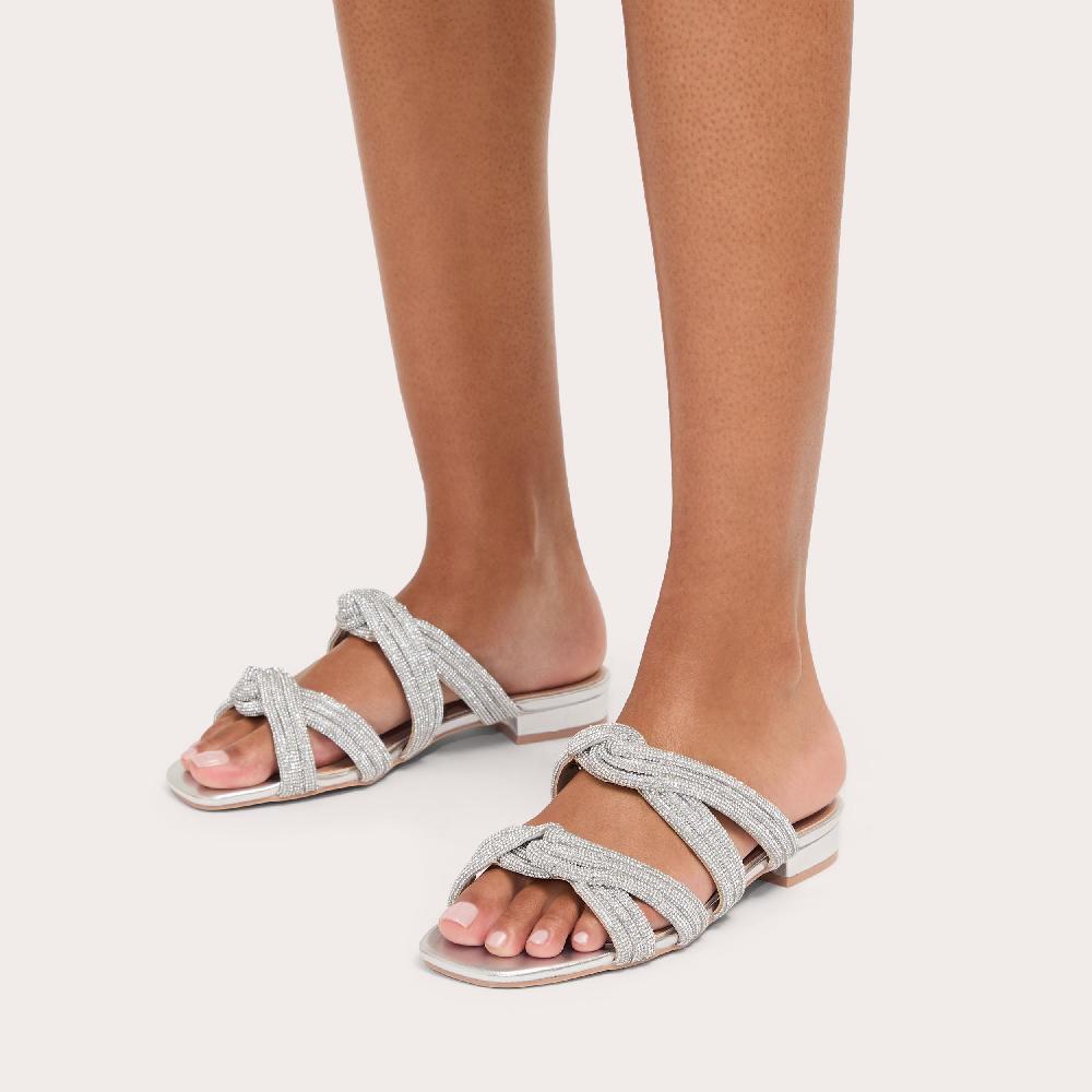 Carvela ARIELLE FLAT SANDAL Silver Crystal Slip On Sandal By CARVELA