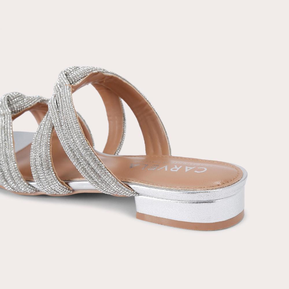 Carvela ARIELLE FLAT SANDAL Silver Crystal Slip On Sandal By CARVELA