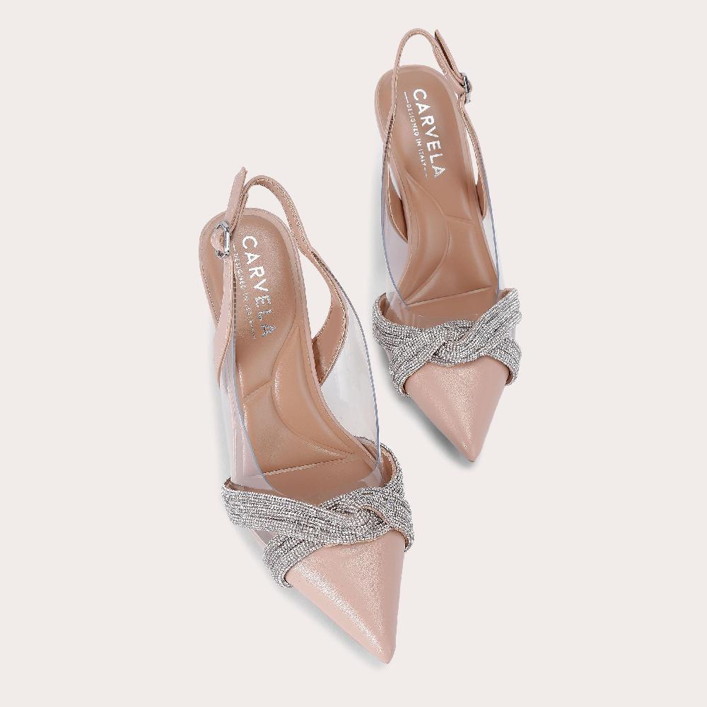 Carvela ARIELLE VINYL SLING Blush Crystal Heel By CARVELA