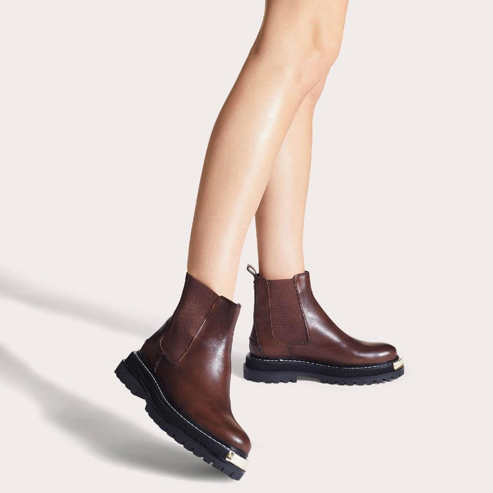 Carvela BASE CHELSEA Brown Leather Ankle Boots By CARVELA
