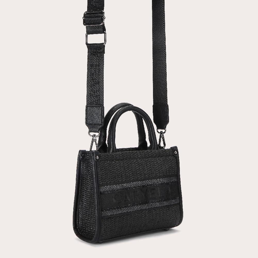 Carvela BEACH GLAM MINI TOTE Black Raffia Mini Glam Tote Bag By CARVELA