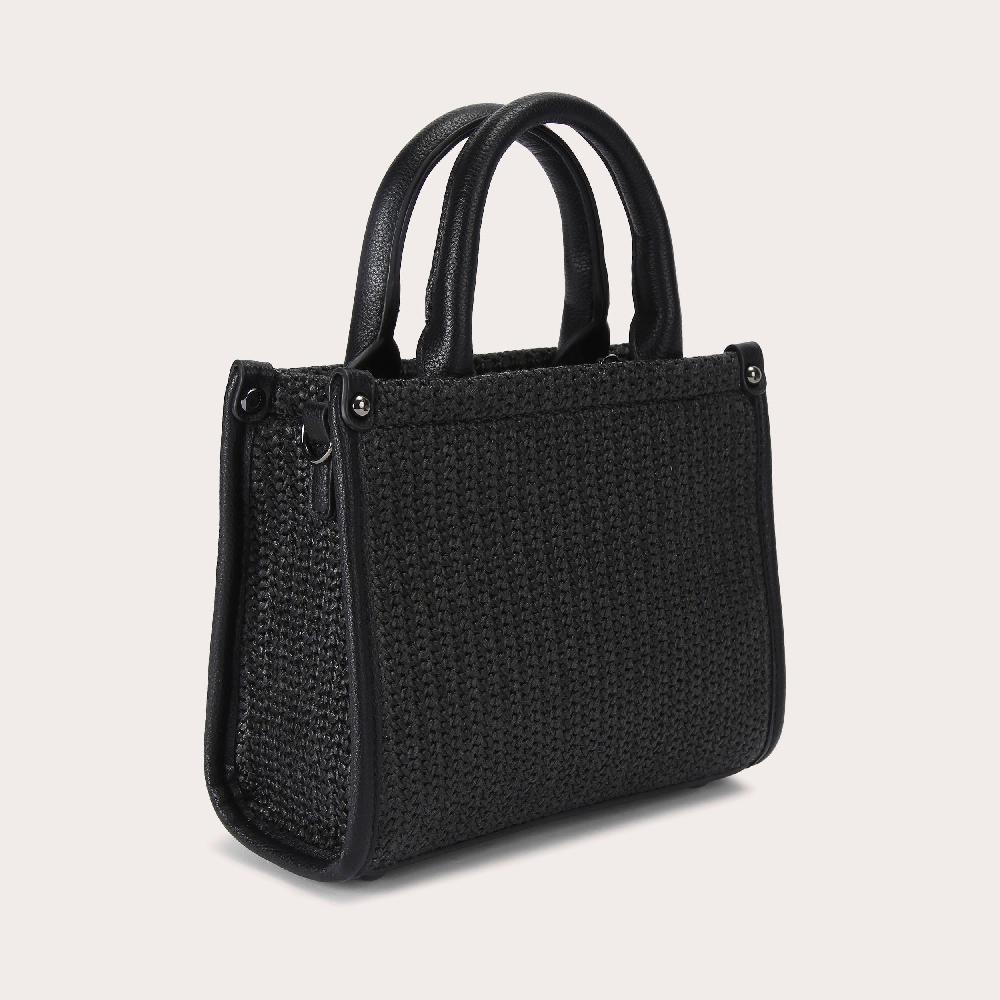 Carvela BEACH GLAM MINI TOTE Black Raffia Mini Glam Tote Bag By CARVELA