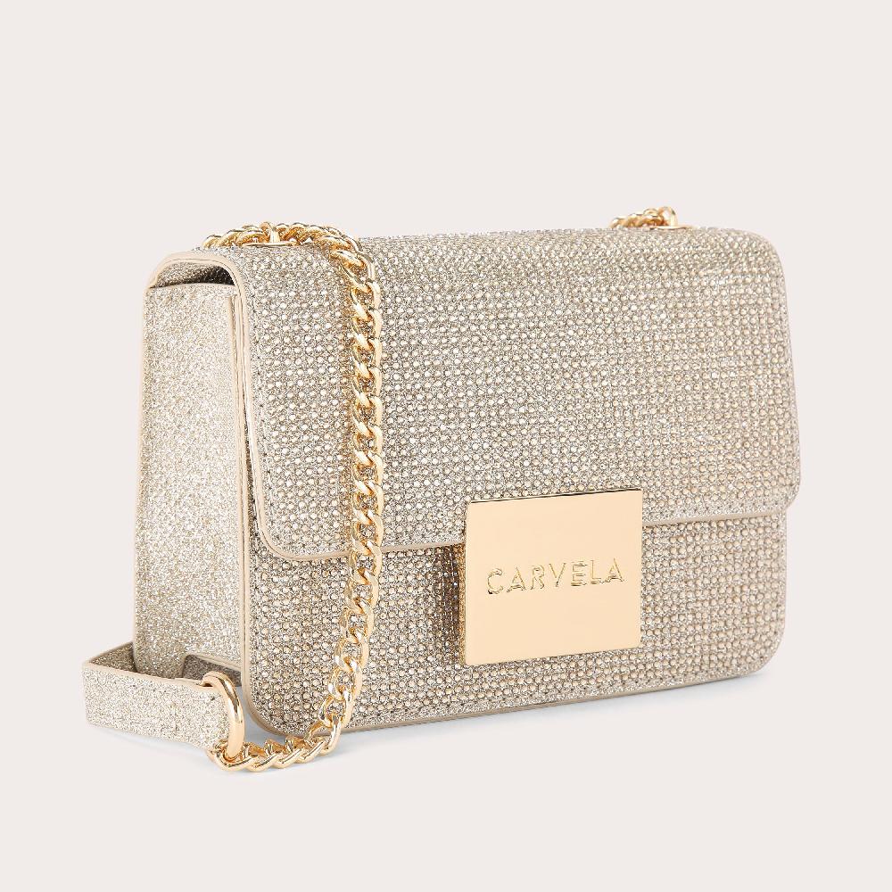 Carvela BEE MINI XBODY Gold Glitter Cross Body Bag By CARVELA