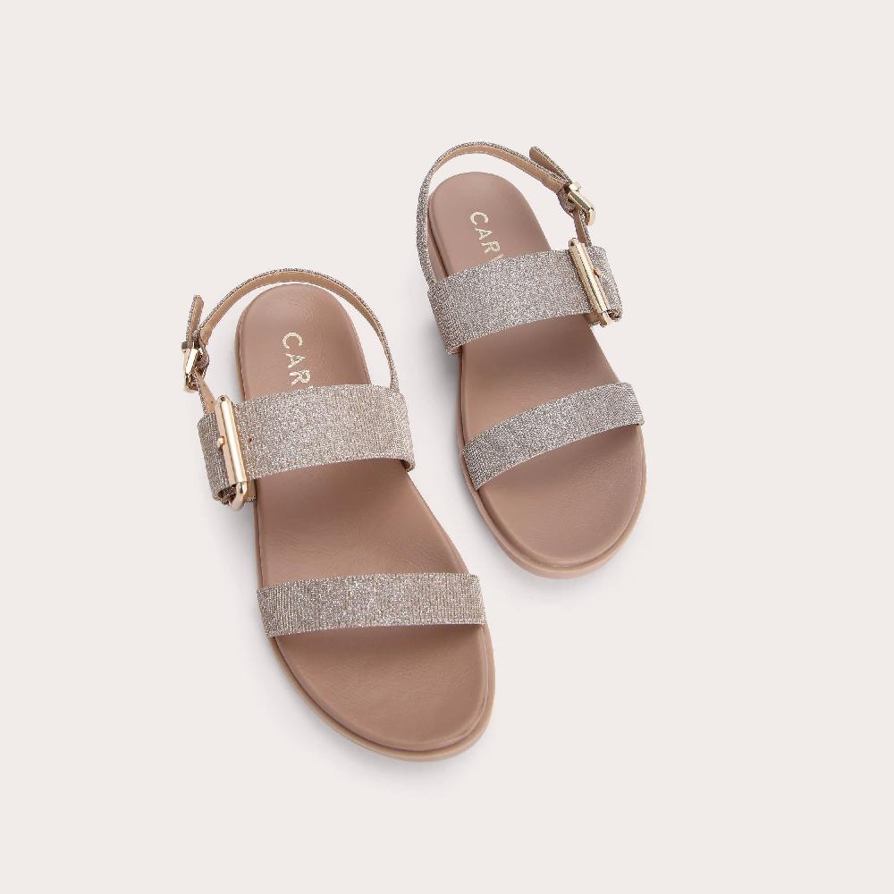 Carvela BERLIN Gold Glitter Fabric Sandals By CARVELA