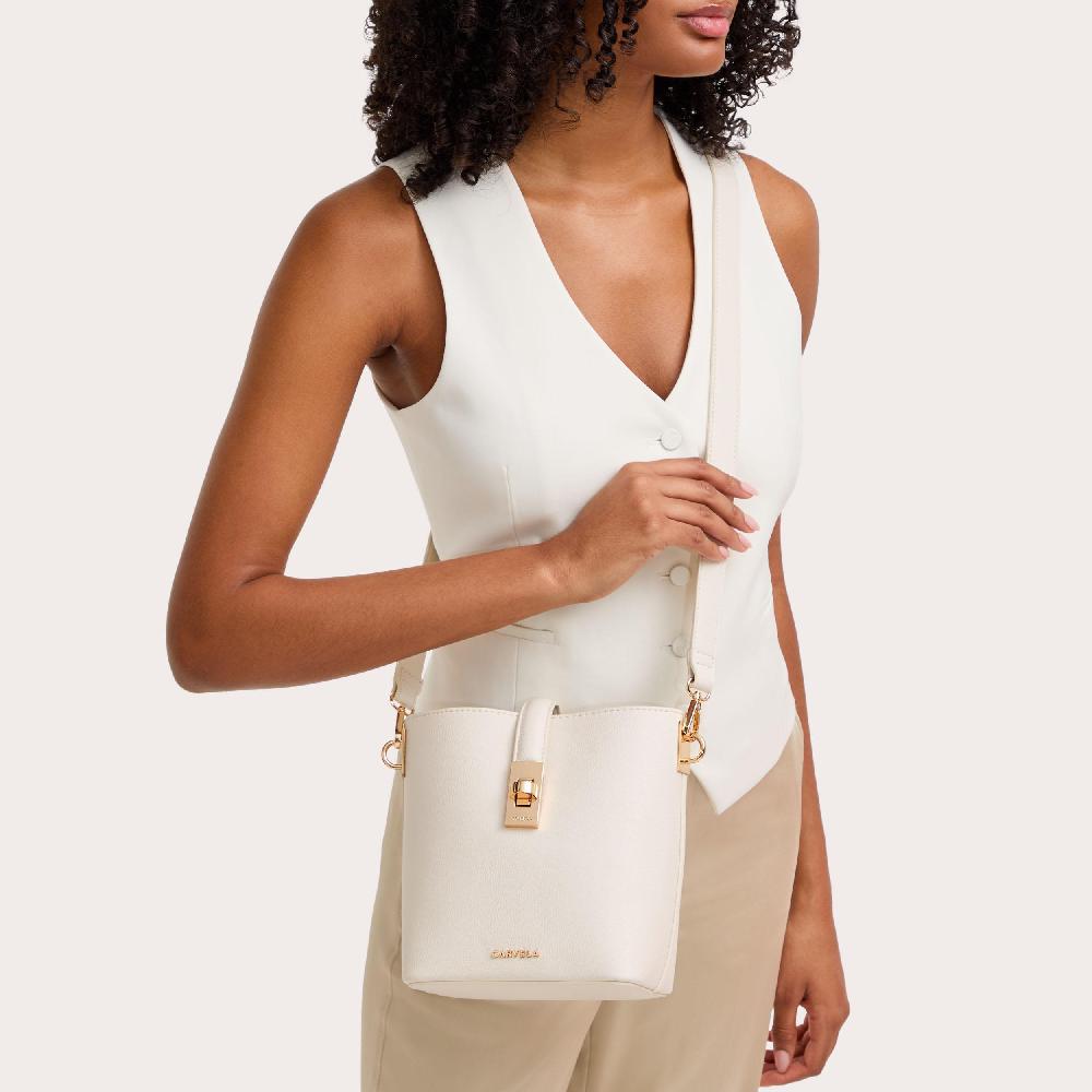 Carvela BILLIE CROSSBODY Bone Synthetic Bucket Bag By CARVELA