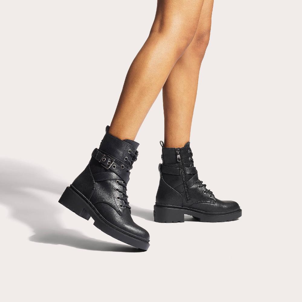 Carvela BOULDER COMBAT Black Textured Combat Boot By CARVELA