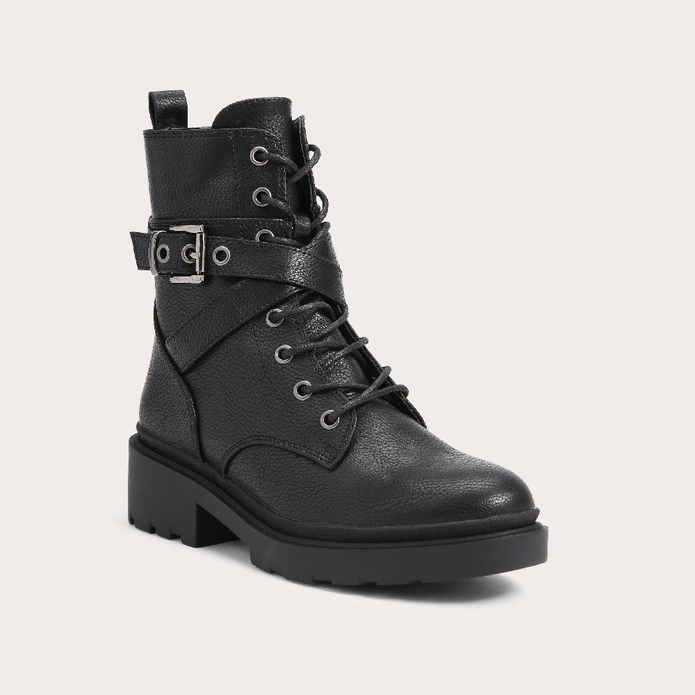 Carvela BOULDER COMBAT Black Textured Combat Boot By CARVELA