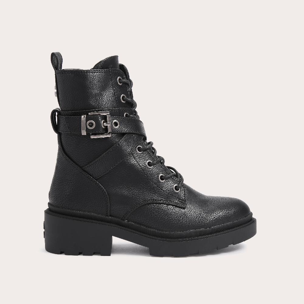 carvela BOULDER COMBAT Black Textured Combat Boot by CARVELA