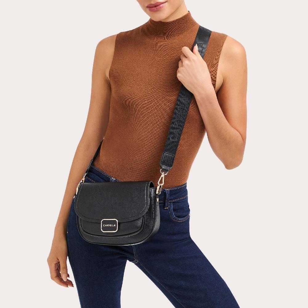 Carvela BOXY SADDLE BAG Black Cross Body Saddle Bag By CARVELA
