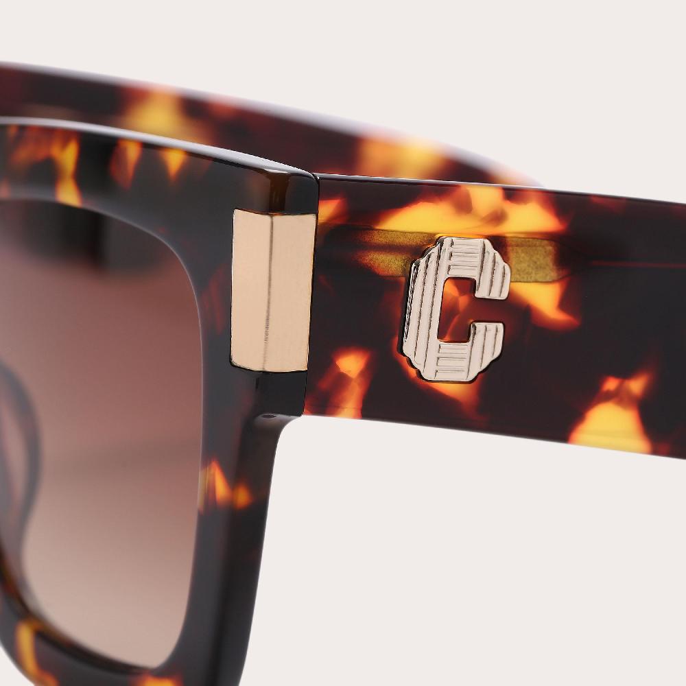 Carvela C SUNGLASSES Mid Brown Tortoiseshell Handmade Acetate Square Sunglasses By CARVELA