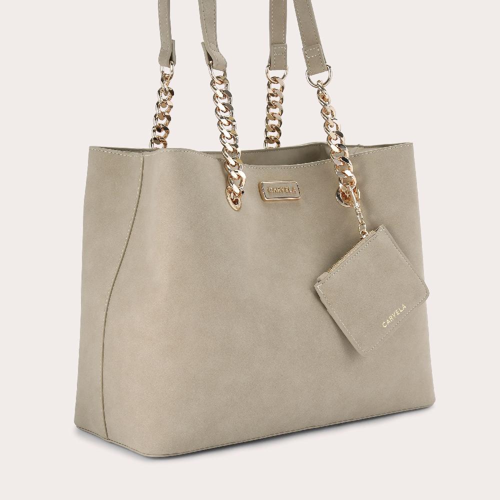 Carvela CAMMIE 3 Taupe Microsuede Tote Bag By CARVELA