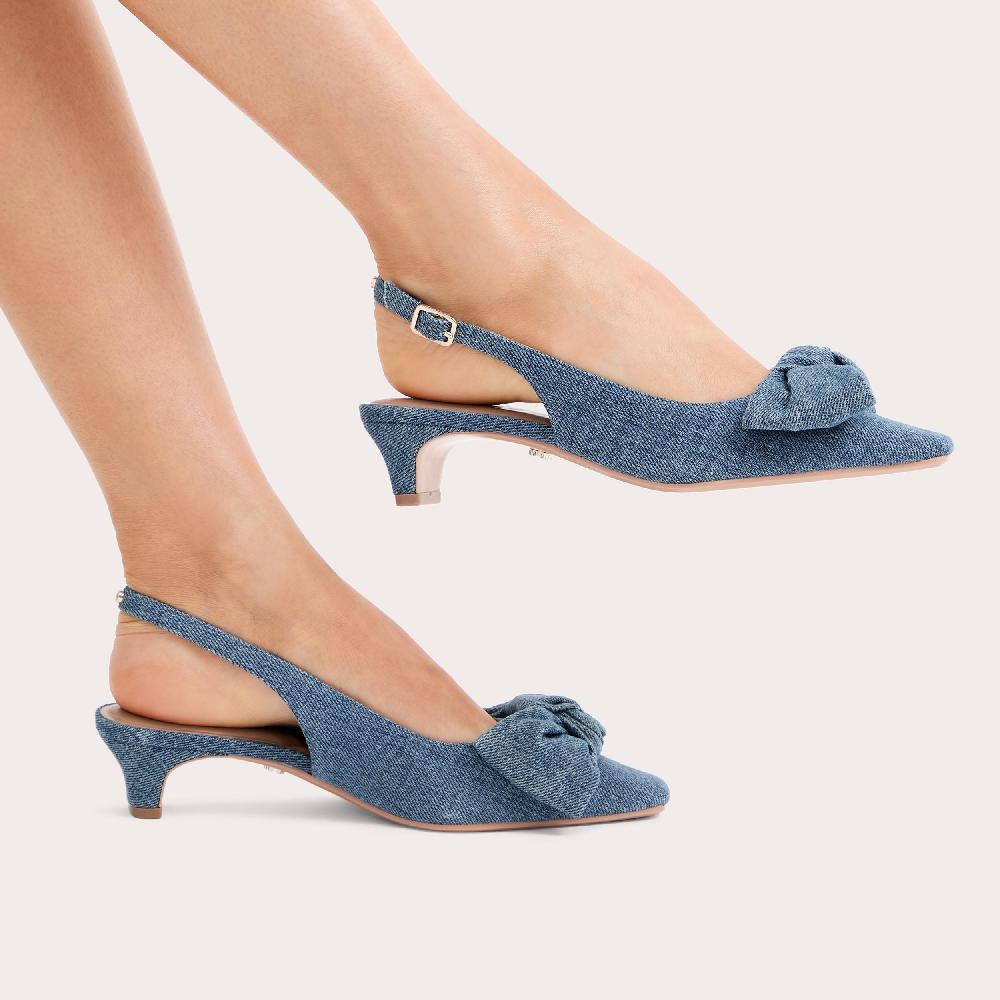 Carvela CARINA BOW SLING Blue Denim Sling Back Heel By CARVELA