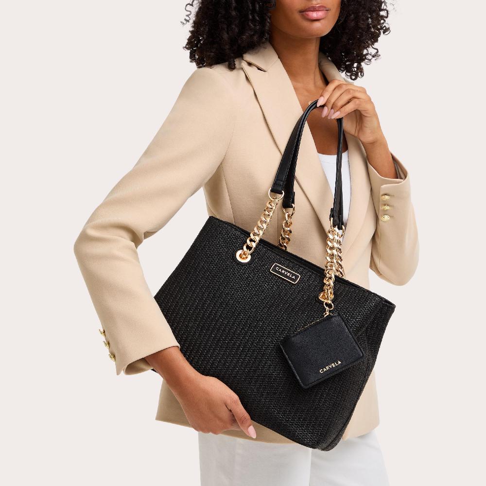 Carvela CAMMIE 3 Black Raffia Tote Bag By CARVELA