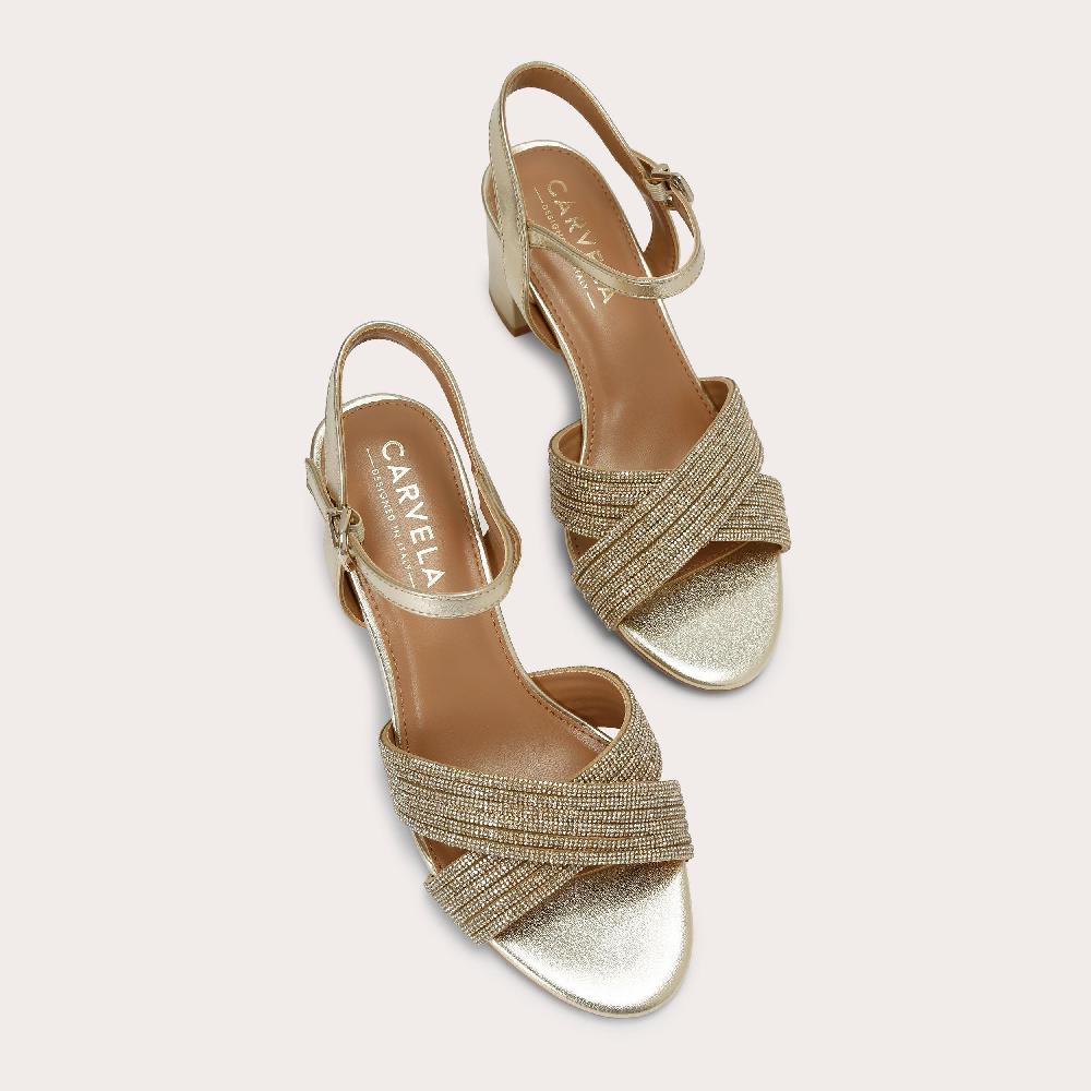 Carvela DIVINE BLOCK Gold Block Heel By CARVELA