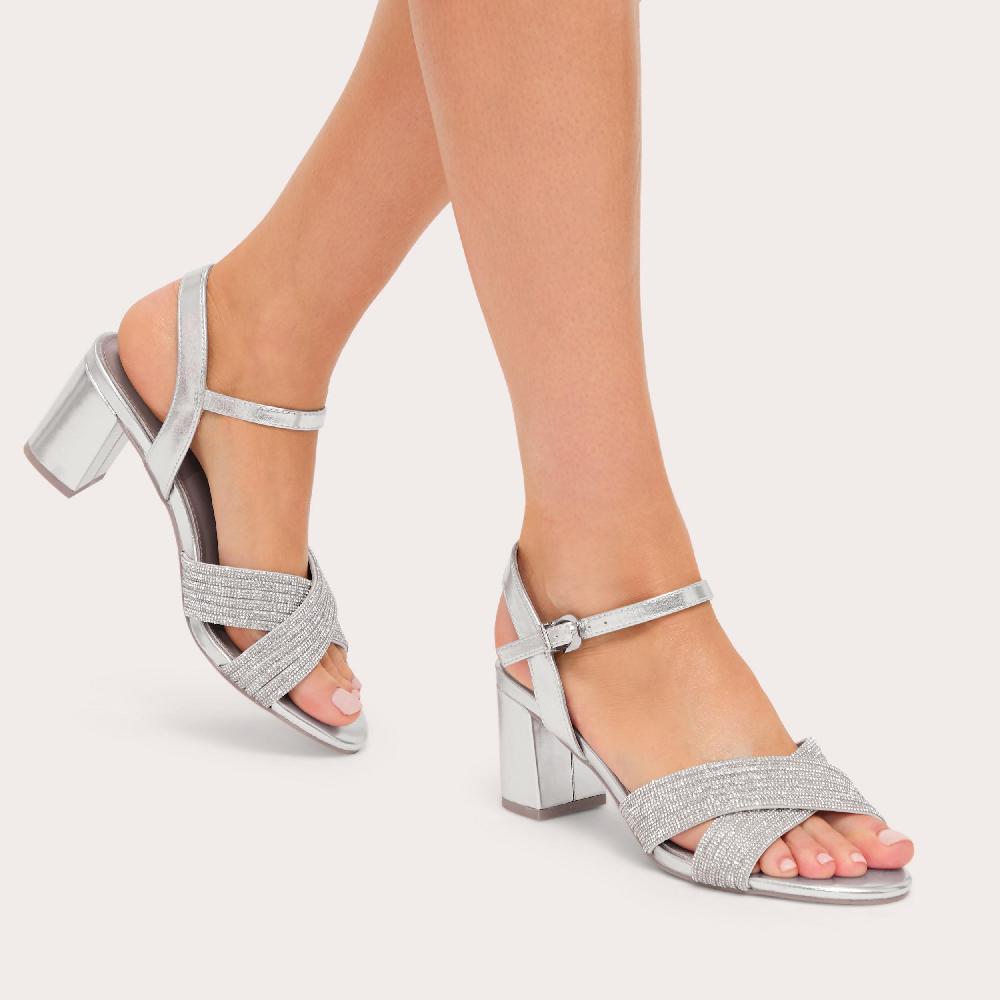 Carvela DIVINE BLOCK Silver Block Heels By CARVELA
