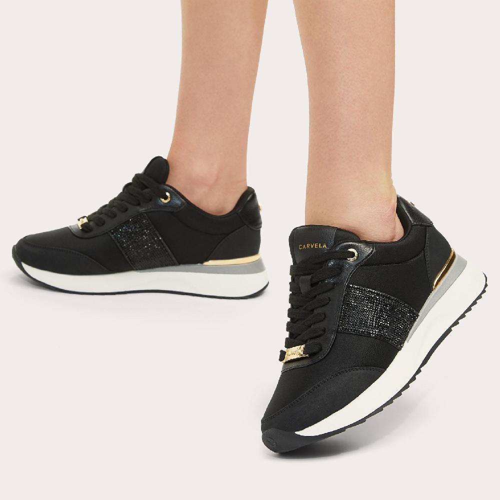 Carvela FLEET Black Crystal Trainers By CARVELA
